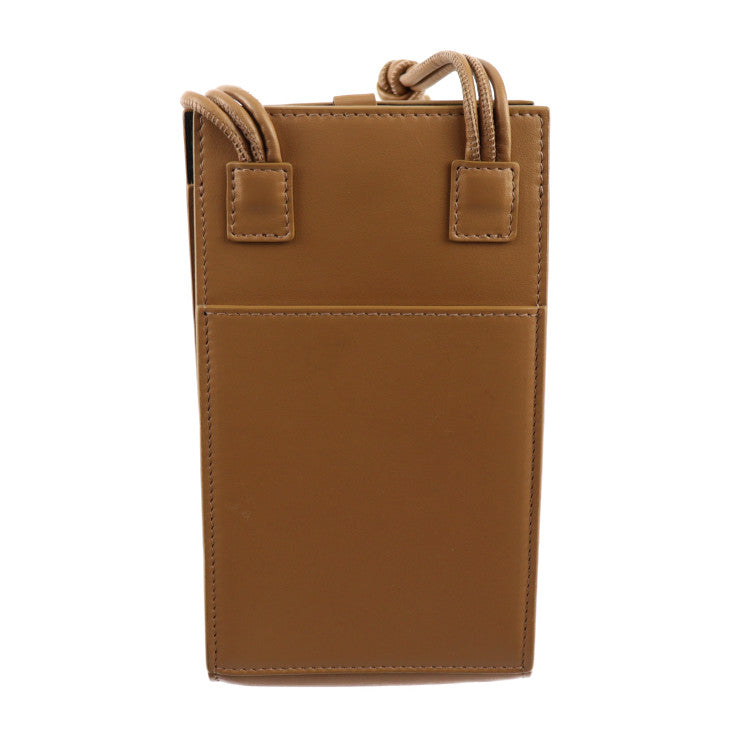超美品 JIL SANDER ジルサンダー タングル スモール ショルダーバッグ JSMU840080 レザー ブラウン系 スマートフォンホルダー ポシェット