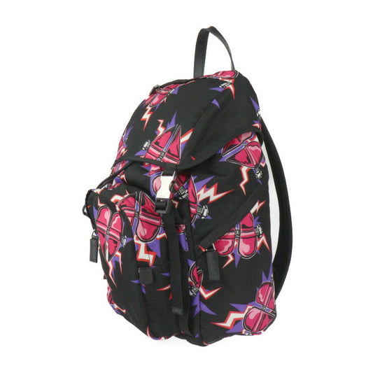 美品 PRADA プラダ フランケンシュタイン バックパック ユニバーサルスタジオ コラボ リュック・デイパック 2VZ135 ナイロン ブラック フューシャ シルバー金具