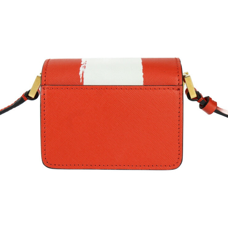 超美品 MARNI マルニ TRUNK NANO トランク ナノ ショルダーバッグ SBMP0079L1 PR409 レザー レッド系 ホワイト ゴールド金具 クロスボディ ミニバッグ ポシェット