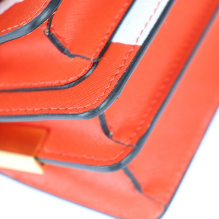 超美品 MARNI マルニ TRUNK NANO トランク ナノ ショルダーバッグ SBMP0079L1 PR409 レザー レッド系 ホワイト ゴールド金具 クロスボディ ミニバッグ ポシェット