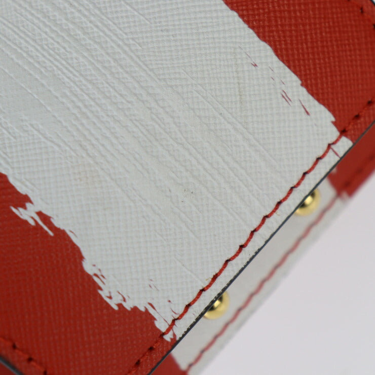 超美品 MARNI マルニ TRUNK NANO トランク ナノ ショルダーバッグ SBMP0079L1 PR409 レザー レッド系 ホワイト ゴールド金具 クロスボディ ミニバッグ ポシェット