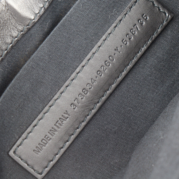 美品 BALENCIAGA バレンシアガ ネイビークリップM セカンドバッグ 373834 キャンバス レザー ナチュラル ブラック シルバー金具 クラッチバッグ ポーチ