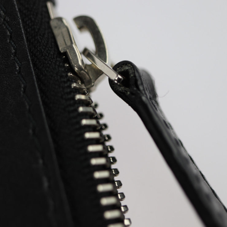 美品 BALENCIAGA バレンシアガ ネイビークリップM セカンドバッグ 373834 キャンバス レザー ナチュラル ブラック シルバー金具 クラッチバッグ ポーチ