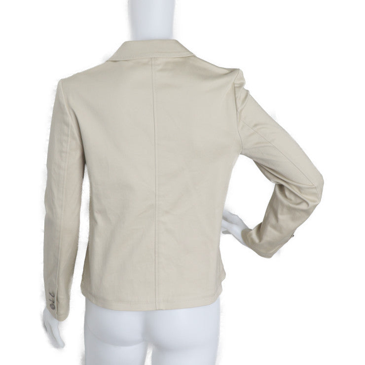 BURBERRY バーバリー ブレザー バーバリー ロンドン テーラードジャケット - 表記サイズ 150A 綿95％ ポリウレタン5％ ベージュ 三つボタン エンブレム 刺繍