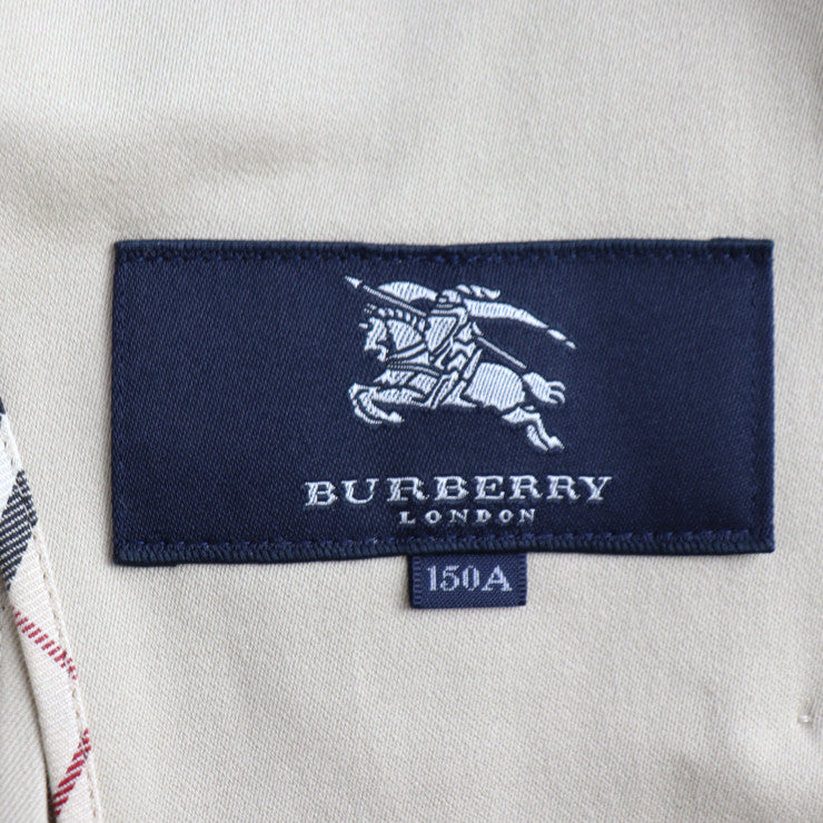 BURBERRY バーバリー ブレザー バーバリー ロンドン テーラードジャケット - 表記サイズ 150A 綿95％ ポリウレタン5％ ベージュ 三つボタン エンブレム 刺繍