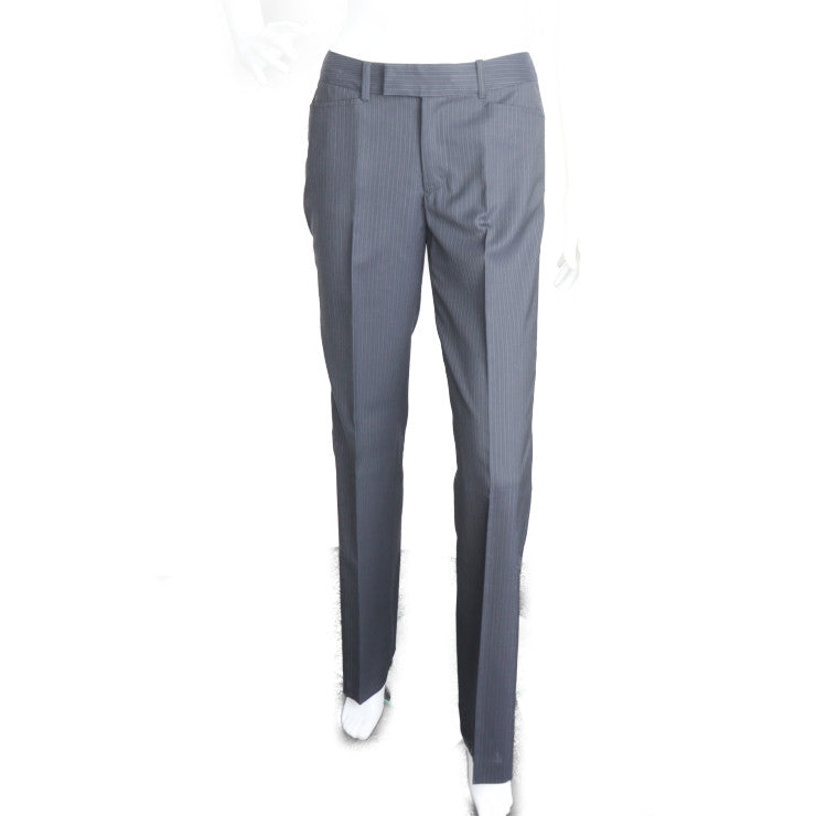 超美品 HILTON ヒルトン パンツスーツ スーツ 175180 表記サイズ ジャケット13・パンツ9 ウール100％ ブラック グレー セットアップ ビジネススーツ ストライプ 1つボタン