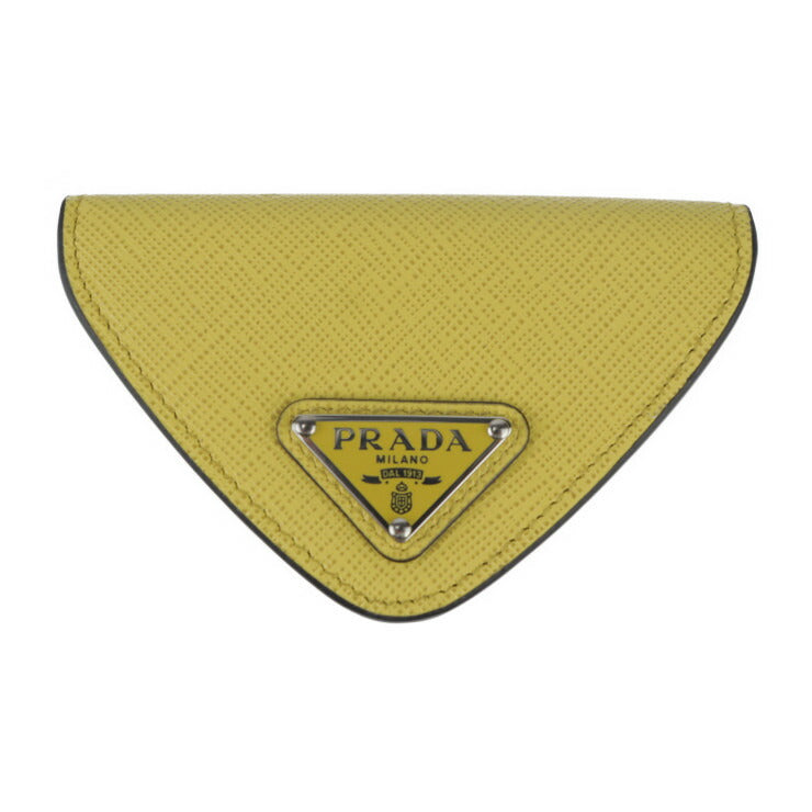 新品未使用展示品 PRADA プラダ 小銭入れ コインケース 2MM004 サフィアーノレザー SOLE イエロー系 三角ロゴ