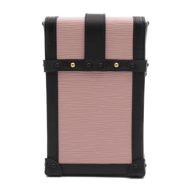 超美品 LOUIS VUITTON ルイ ヴィトン ポシェット・トランク ヴェルティカル エピ ショルダーバッグ M67872 レザー カーフレザー ローズバレリーヌ ブラック ゴールド金具 ビトン ピンク チェーン