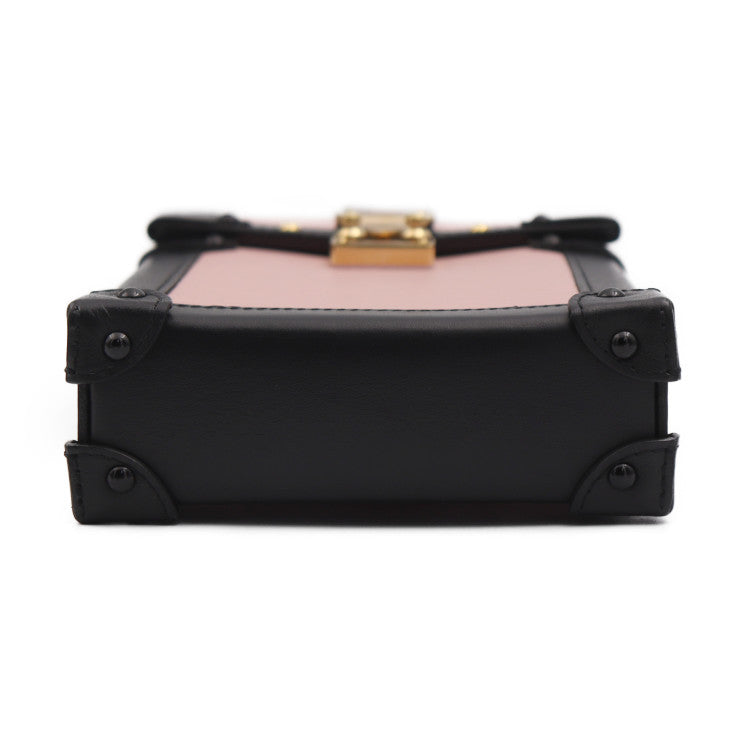 超美品 LOUIS VUITTON ルイ ヴィトン ポシェット・トランク ヴェルティカル エピ ショルダーバッグ M67872 レザー カーフレザー ローズバレリーヌ ブラック ゴールド金具 ビトン ピンク チェーン