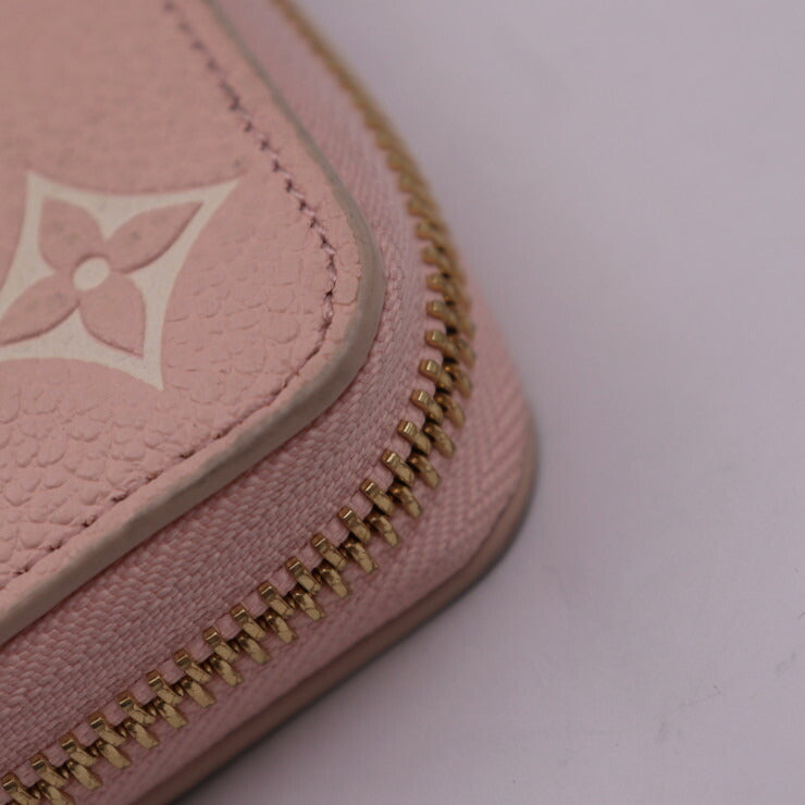 美品 LOUIS VUITTON ルイ ヴィトン ジッピーウォレット モノグラムアンプラント 長財布 M81279 レザー ピンク × ベージュ × イエロー × ホワイト ゴールド金具 ラウンドファスナー ビトン