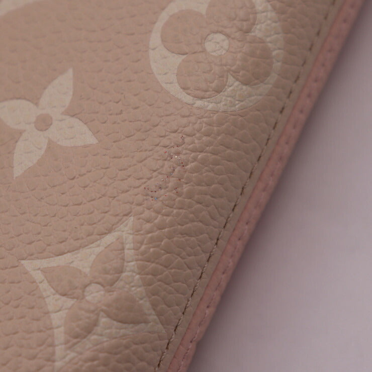 美品 LOUIS VUITTON ルイ ヴィトン ジッピーウォレット モノグラムアンプラント 長財布 M81279 レザー ピンク × ベージュ × イエロー × ホワイト ゴールド金具 ラウンドファスナー ビトン