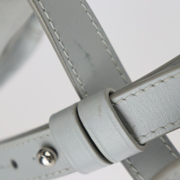 美品 LOUIS VUITTON ルイ ヴィトン チョーク・ナノバッグ ホワイトモノグラム ショルダーバッグ M44631 PVC レザー ホワイト系 グレー シルバー金具 巾着型 ポシェット