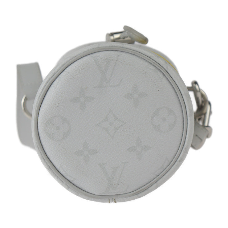 美品 LOUIS VUITTON ルイ ヴィトン チョーク・ナノバッグ ホワイトモノグラム ショルダーバッグ M44631 PVC レザー ホワイト系 グレー シルバー金具 巾着型 ポシェット