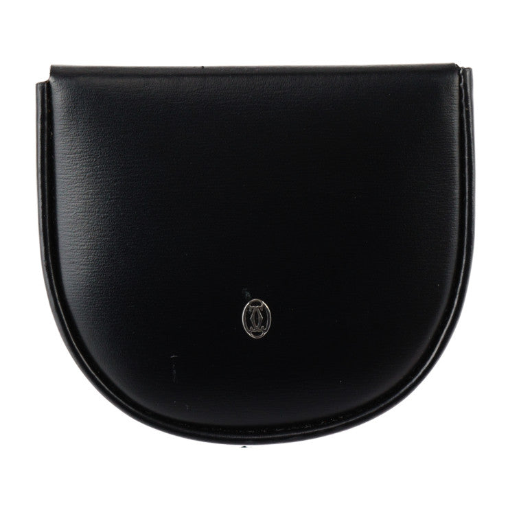 美品 CARTIER カルティエ パシャ コインケース L3000129 カーフレザー ブラック シルバー金具 小銭入れ