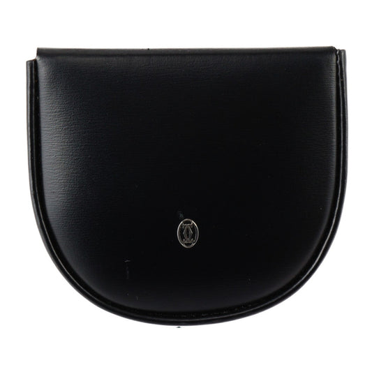 美品 CARTIER カルティエ パシャ コインケース L3000129 カーフレザー ブラック シルバー金具 小銭入れ