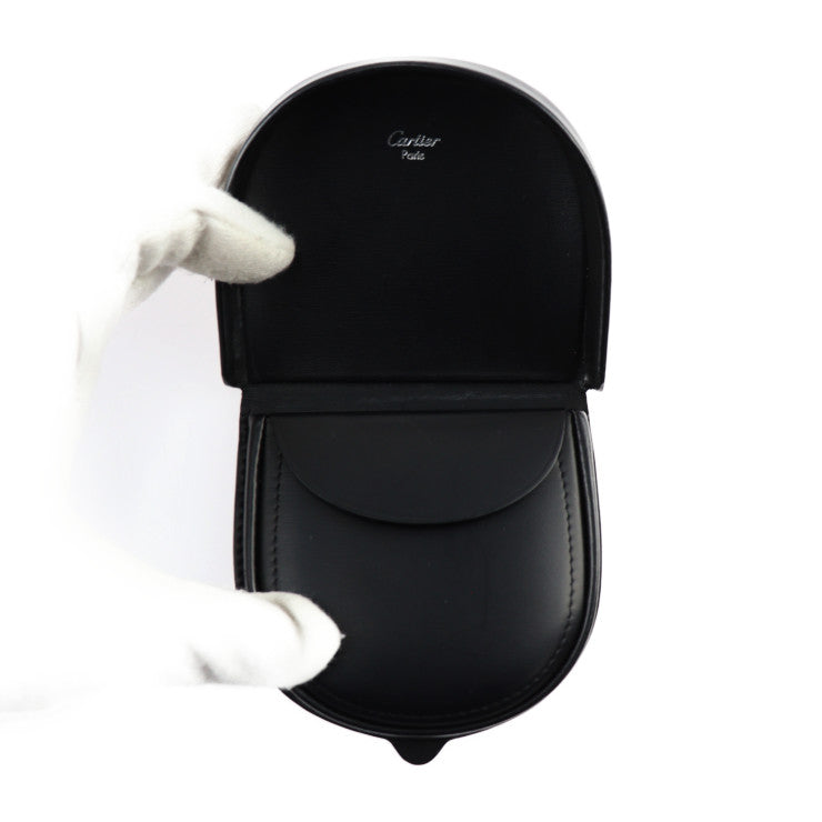 美品 CARTIER カルティエ パシャ コインケース L3000129 カーフレザー ブラック シルバー金具 小銭入れ