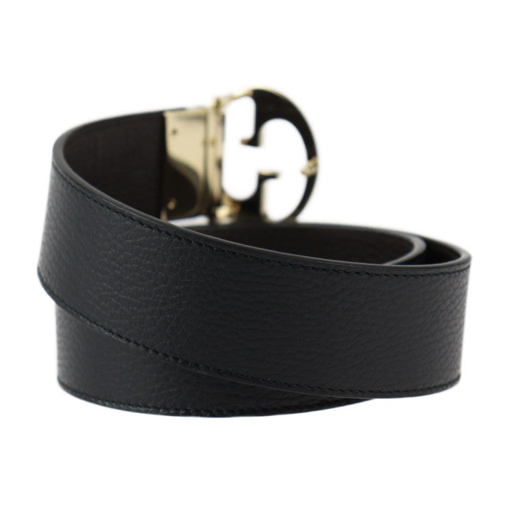 美品 GUCCI グッチ リバーシブルベルト ベルト 450000 表記サイズ 75・30 レザー ブラック ダークブラウン ゴールド金具 GGロゴバックル