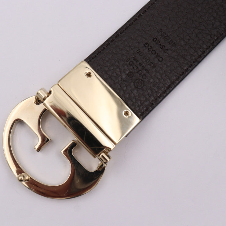 美品 GUCCI グッチ リバーシブルベルト ベルト 450000 表記サイズ 75・30 レザー ブラック ダークブラウン ゴールド金具 GGロゴバックル