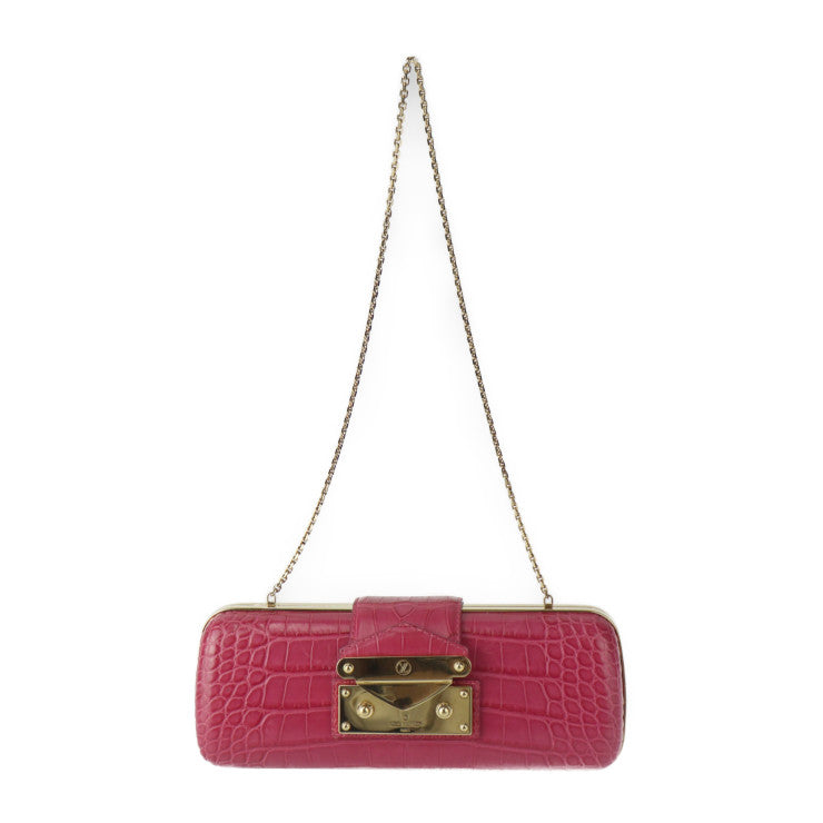 美品 LOUIS VUITTON ルイ ヴィトン ミノディエール トレゾール クラッチバッグ - クロコダイル レザー ピンク系 ゴールド金具 2WAY チェーン ショルダーバッグ 希少 ビトン