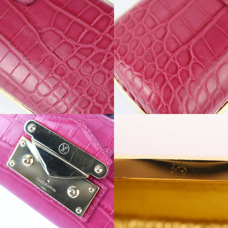 美品 LOUIS VUITTON ルイ ヴィトン ミノディエール トレゾール クラッチバッグ - クロコダイル レザー ピンク系 ゴールド金具 2WAY チェーン ショルダーバッグ 希少 ビトン