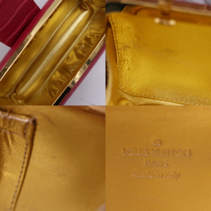 美品 LOUIS VUITTON ルイ ヴィトン ミノディエール トレゾール クラッチバッグ - クロコダイル レザー ピンク系 ゴールド金具 2WAY チェーン ショルダーバッグ 希少 ビトン