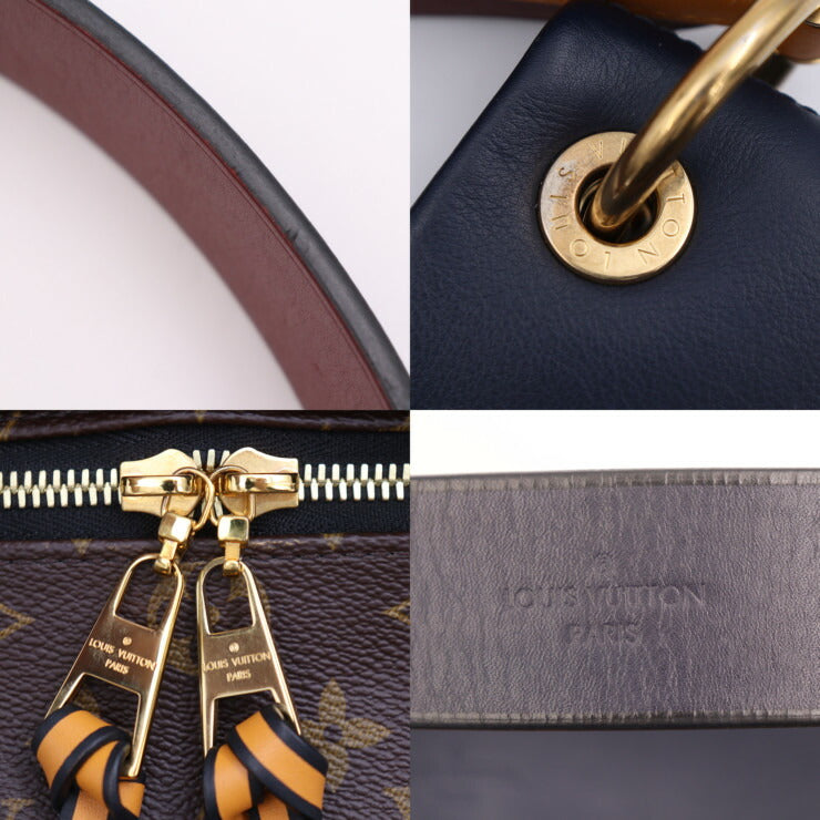 LOUIS VUITTON ルイ ヴィトン テュイルリー ブザス モノグラム ハンドバッグ M43441 PVC カーフレザー ブラウン マリーヌボルドー ゴールド金具 2WAY ショルダーバッグ ネイビー系
