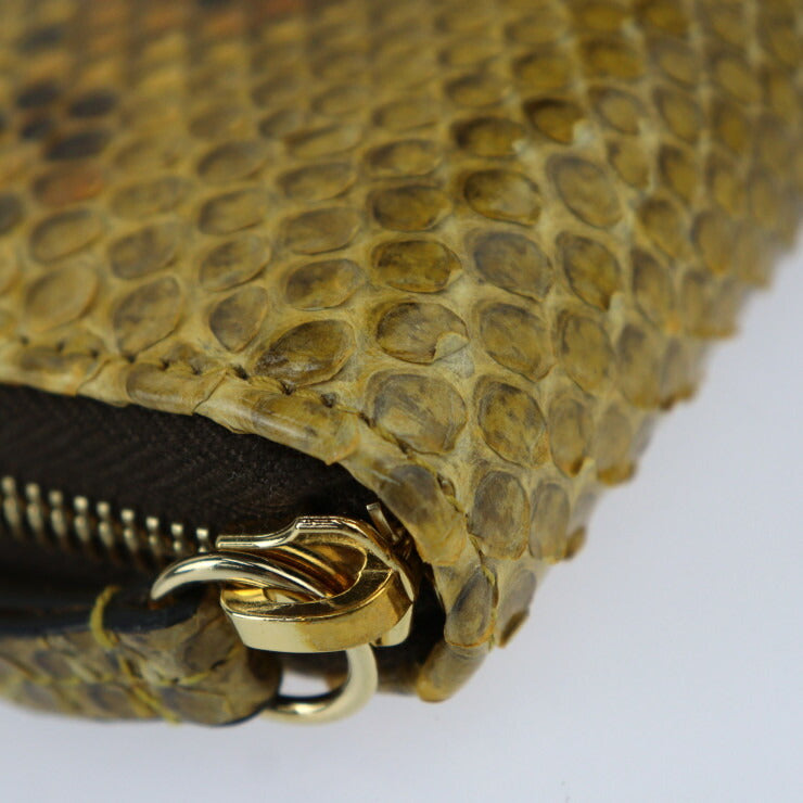 GUCCI GG Marmont Long Wallet 456117 in good condition, made of python, brown and yellow, gold hardware, round zipper, and exotic leather