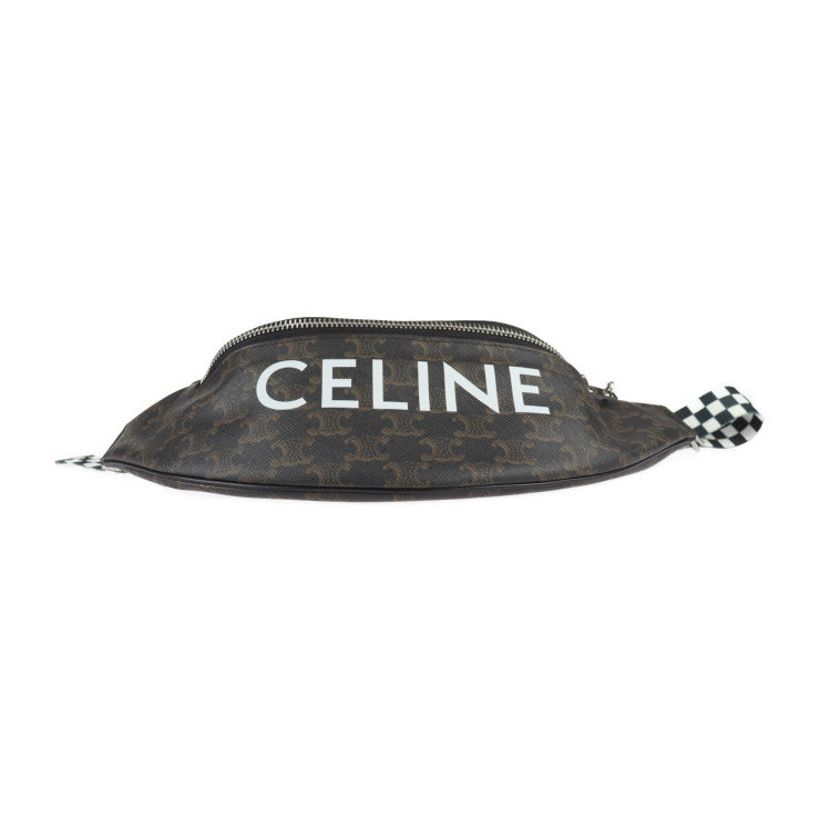 超美品 CELINE セリーヌ トリオンフ ベルトバッグ ウエストバッグ 19597 2DDE PVC ブラウン シルバー金具 ウエストポーチ