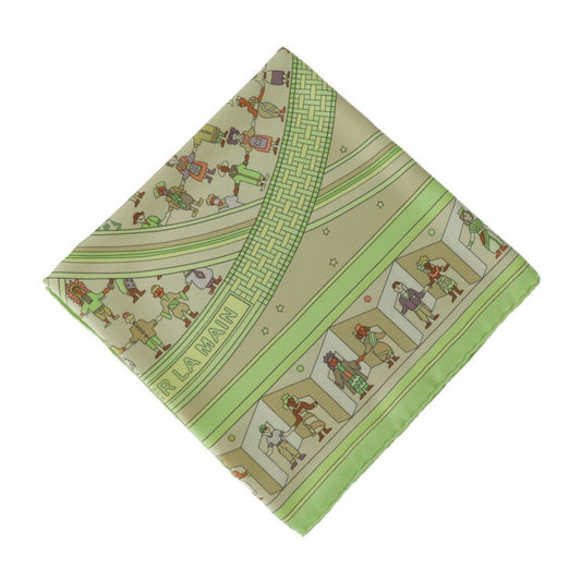 超美品 HERMES エルメス DONNER LA MAIN 手を差しのべる カレ90 スカーフ - シルク グリーン系 マルチカラー 大判