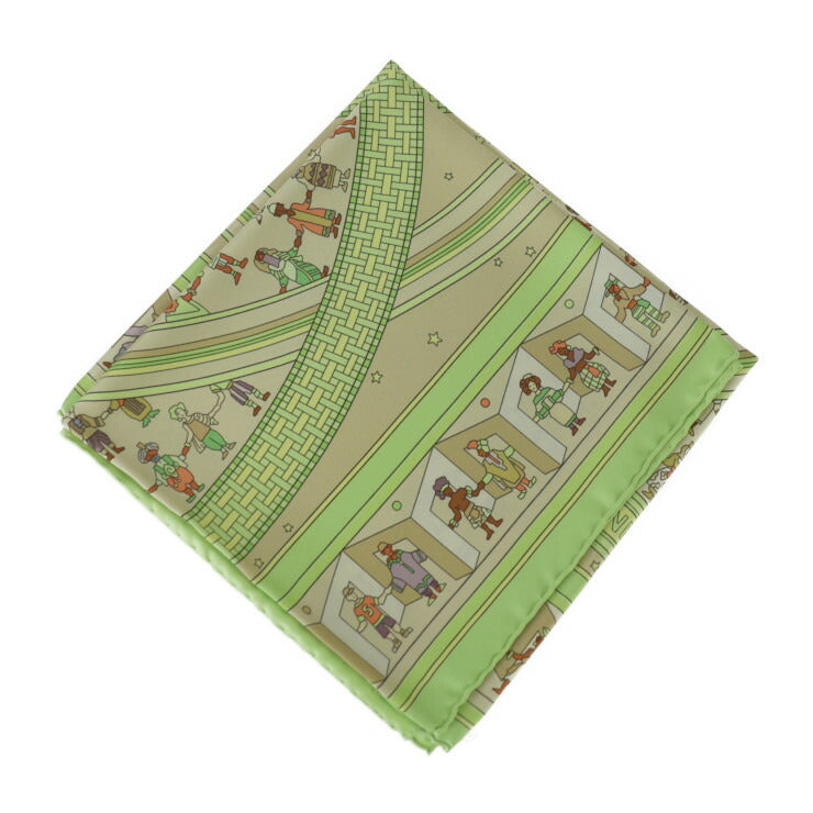 超美品 HERMES エルメス DONNER LA MAIN 手を差しのべる カレ90 スカーフ - シルク グリーン系 マルチカラー 大判