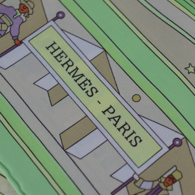 超美品 HERMES エルメス DONNER LA MAIN 手を差しのべる カレ90 スカーフ - シルク グリーン系 マルチカラー 大判