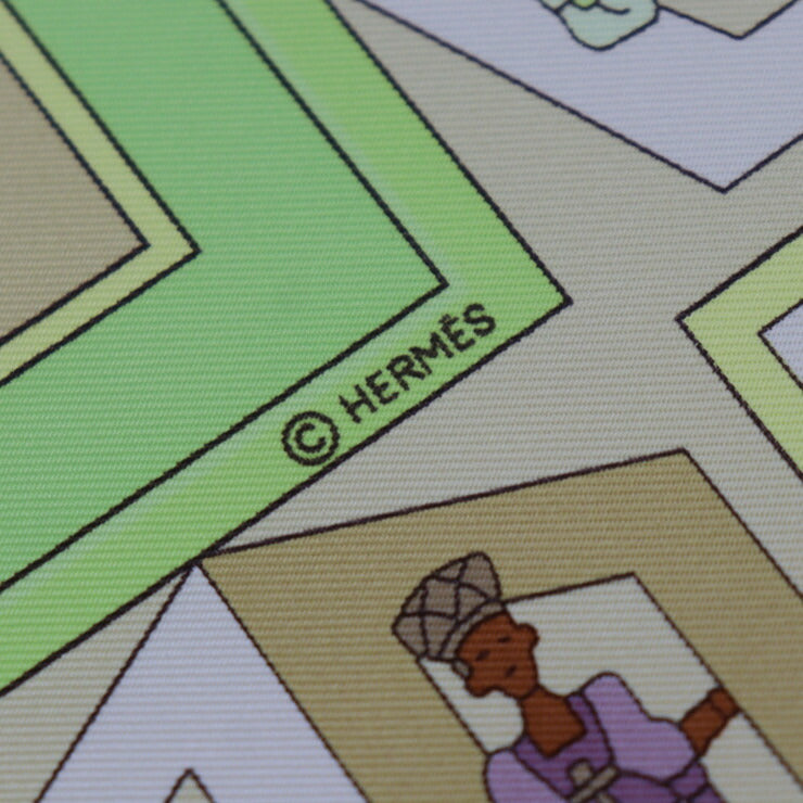 超美品 HERMES エルメス DONNER LA MAIN 手を差しのべる カレ90 スカーフ - シルク グリーン系 マルチカラー 大判