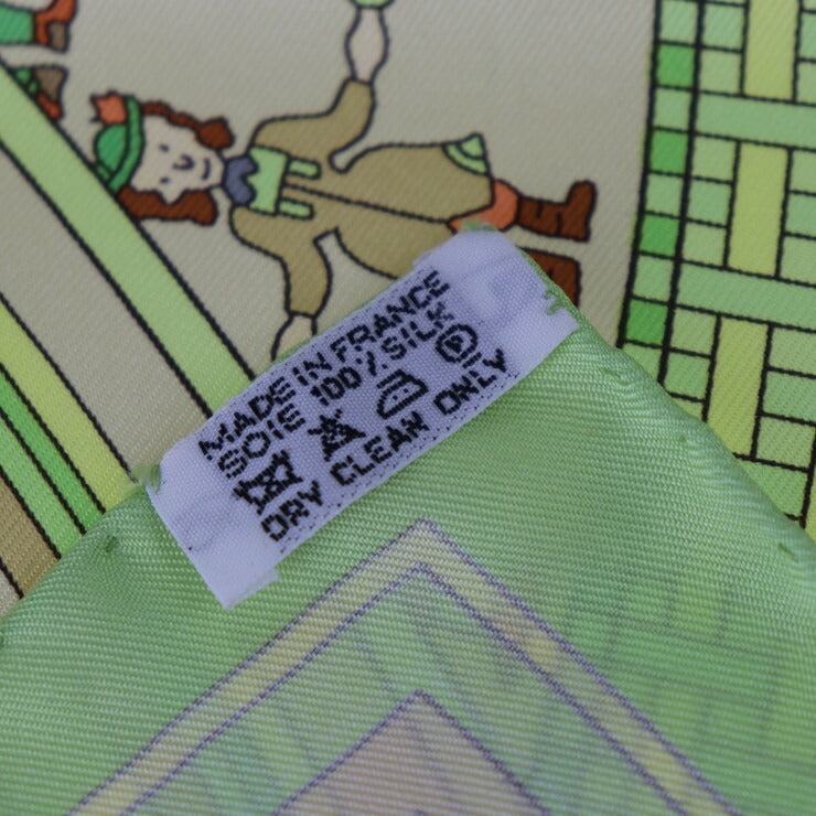 超美品 HERMES エルメス DONNER LA MAIN 手を差しのべる カレ90 スカーフ - シルク グリーン系 マルチカラー 大判