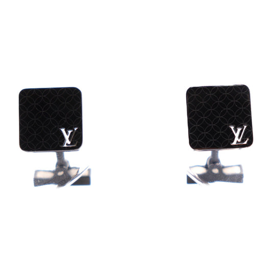 美品 LOUIS VUITTON ルイ ヴィトン ブトン ドゥ マンシェット シャンゼリゼ ダミエ カフス M65044 メタル ブラック カフリンクス ダミエケース付き ビトン