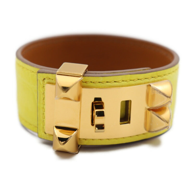 超美品 HERMES エルメス メドール コリエドシアン 24 ブレスレット - 表記サイズ T2 ニロティカスマット クロコダイル ライム イエロー系 ゴールド金具 Z刻印