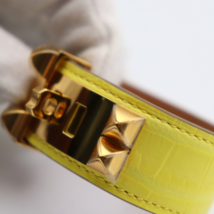 超美品 HERMES エルメス メドール コリエドシアン 24 ブレスレット - 表記サイズ T2 ニロティカスマット クロコダイル ライム イエロー系 ゴールド金具 Z刻印