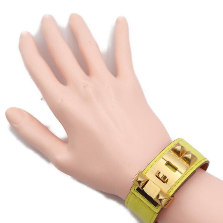 超美品 HERMES エルメス メドール コリエドシアン 24 ブレスレット - 表記サイズ T2 ニロティカスマット クロコダイル ライム イエロー系 ゴールド金具 Z刻印