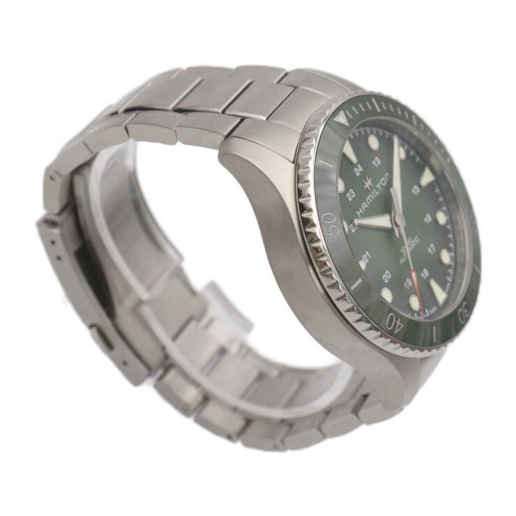 超美品 HAMILTON ハミルトン カーキネイビー スキューバ オート 腕時計 H82525160 ステンレススチール シルバー グリーン文字盤 自動巻き