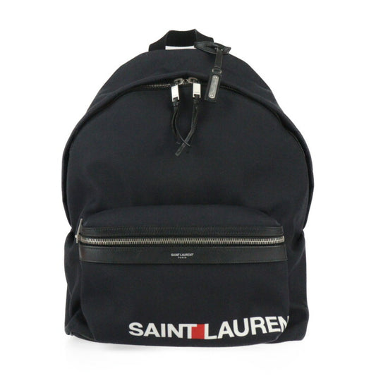 美品 SAINT LAURENT PARIS サンローランパリ バックパック リュック・デイパック 465448 キャンバス レザー ブラック シルバー金具 ロゴ