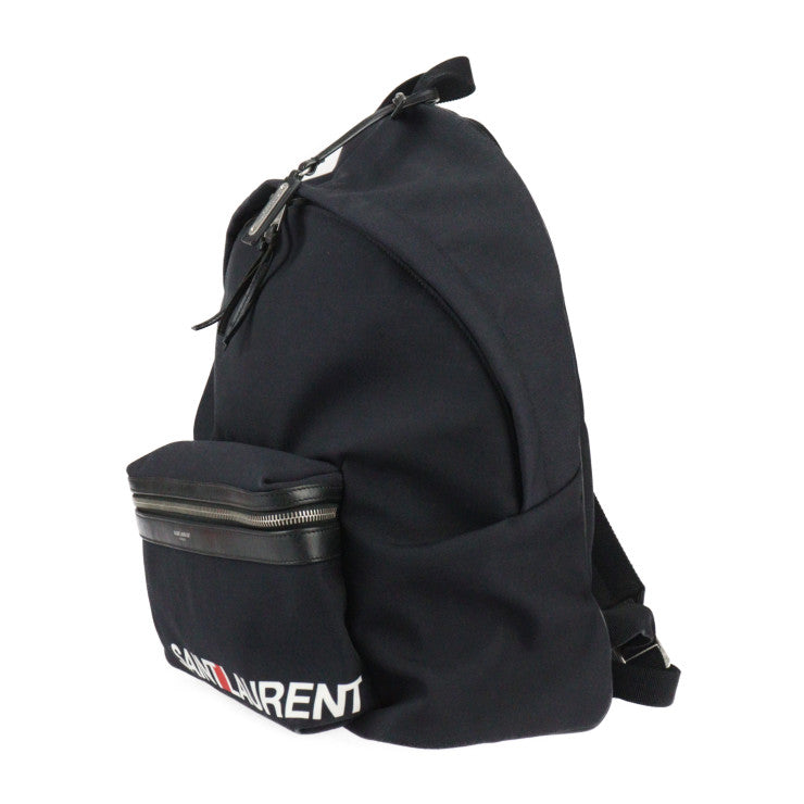 美品 SAINT LAURENT PARIS サンローランパリ バックパック リュック・デイパック 465448 キャンバス レザー ブラック シルバー金具 ロゴ