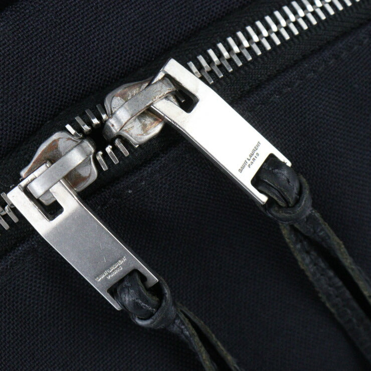 美品 SAINT LAURENT PARIS サンローランパリ バックパック リュック・デイパック 465448 キャンバス レザー ブラック シルバー金具 ロゴ