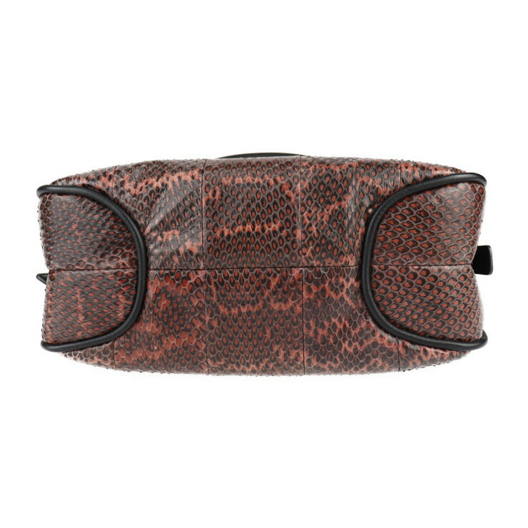 超美品 BOTTEGAVENETA ボッテガヴェネタ リアルト イントレチャート ショルダーバッグ 363799 パイソン レザー ピンクブラウン系 ブラック チェーンショルダー