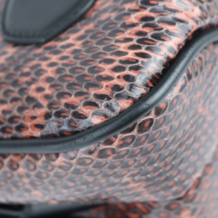 超美品 BOTTEGAVENETA ボッテガヴェネタ リアルト イントレチャート ショルダーバッグ 363799 パイソン レザー ピンクブラウン系 ブラック チェーンショルダー