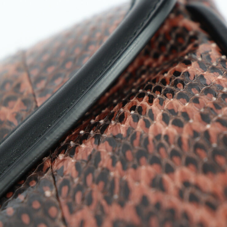 超美品 BOTTEGAVENETA ボッテガヴェネタ リアルト イントレチャート ショルダーバッグ 363799 パイソン レザー ピンクブラウン系 ブラック チェーンショルダー