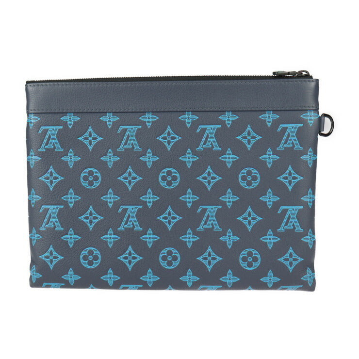 LOUIS VUITTON ルイ ヴィトン ポシェット トゥ ゴー モノグラムシャドウ セカンドバッグ M82321 カーフ BLEU NAVY RIVER ブルーネイビーリバー ブラック金具 リストレット クラッチバッグ ポーチ ビトン