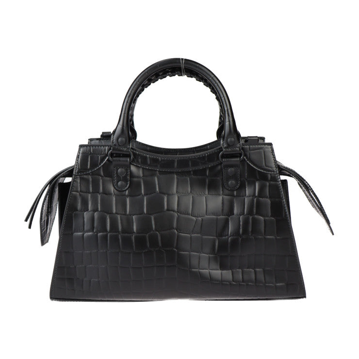 超美品 BALENCIAGA バレンシアガ ネオ クラシック シティ スモール ハンドバッグ 638521 クロコ型押しレザー ブラック 2WAY ショルダーバッグ トートバッグ