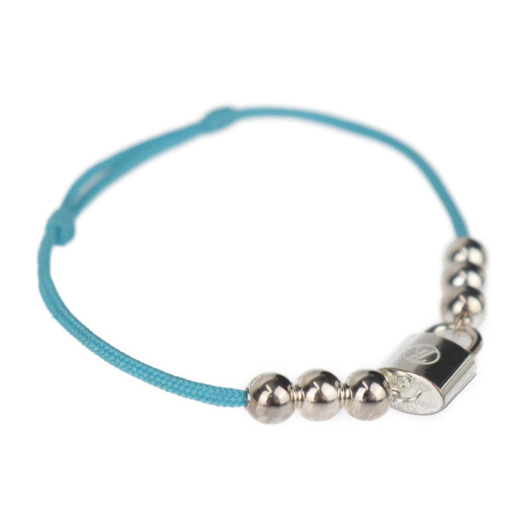 超美品 LOUIS VUITTON ルイ ヴィトン ロックイット ビーズ ブレスレット Q05785 リサイクルポリエステル × Ag925 ブルー シルバー ビトン