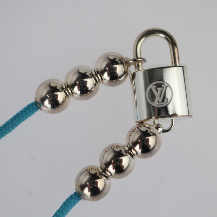 超美品 LOUIS VUITTON ルイ ヴィトン ロックイット ビーズ ブレスレット Q05785 リサイクルポリエステル × Ag925 ブルー シルバー ビトン