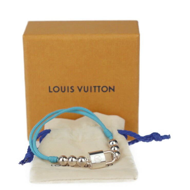 超美品 LOUIS VUITTON ルイ ヴィトン ロックイット ビーズ ブレスレット Q05785 リサイクルポリエステル × Ag925 ブルー シルバー ビトン