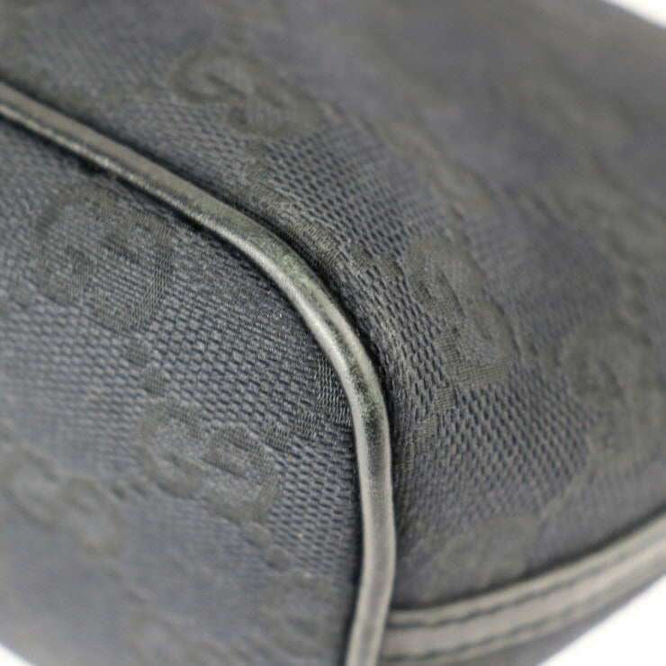 美品 GUCCI グッチ アクセサリーポーチ GGキャンバス ハンドバッグ 039 1103 2123 キャンバス レザー ブラック シルバー金具